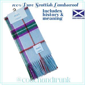 Scarf Scottish Lambswool MEANING OF WORLD PEACE TARTAN INCLUDED NWT